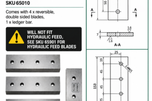 Wood Chipper Blades - 4" Gravity Feed (full set with ledger)