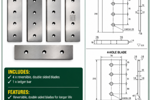 Wood Chipper Blades - 6" (full set with ledger)