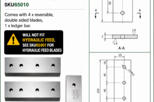 Wood Chipper Blades - 4" Gravity Feed (full set with ledger)