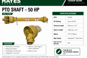 PTO SHAFT - 50HP 950mm - 1200mm