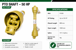 PTO SHAFT - 50HP 800mm - 1000mm