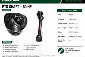 PTO SHAFT - 80HP 800MM - 950MM