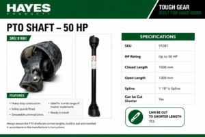 PTO SHAFT - 50HP 1000mm - 1300mm