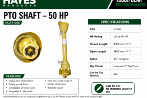 PTO SHAFT - 50HP 1300mm - 1800mm