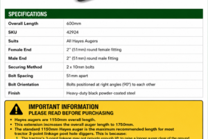 Auger Extension 600mm