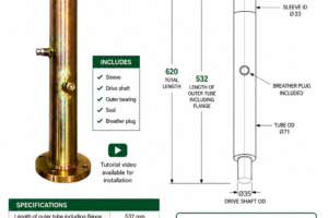 Top drive shaft complete - Premium 1400mm