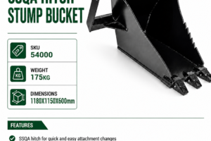 Skid Steer SSQA Hitch Stump Bucket