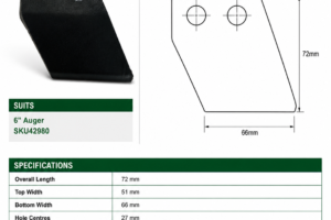Bolt on Teeth - 6" Auger (pair)