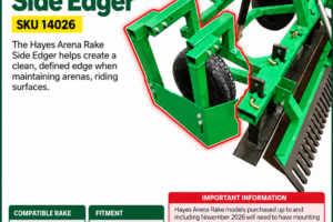 Hayes Arena Rake Side Edger SKU 14026 product information and fitment sales sheet