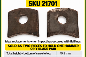 Replacement weld-on lugs for Premium flail mower blade shaft – SKU 21701
