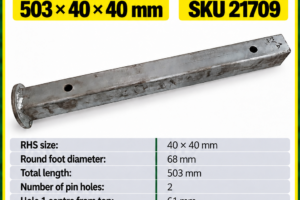 Rotary hoe support leg 503 x 40 x 40 mm – SKU 21709
