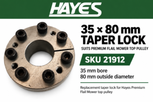 Hayes 35 × 80 mm taper lock for Premium Flail Mower top pulley SKU 21912