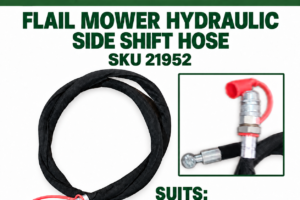 Hayes flail mower hydraulic side shift hose replacement part to suit Premium Contractor Series 1, 2 and 3 and Lifestyle Series 3, SKU 21952