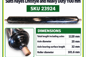 Hayes Lifestyle / Heavy Duty 1100 mm flail mower replacement rear roller, SKU 23924