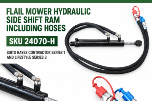 Hayes flail mower hydraulic side shift ram with hoses SKU 24070-H for Contractor Series 1 and Lifestyle Series 3