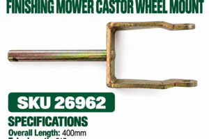 Hayes finishing mower castor wheel mount replacement part SKU 26962 with 24.6mm tube diameter and 131mm shoulder width