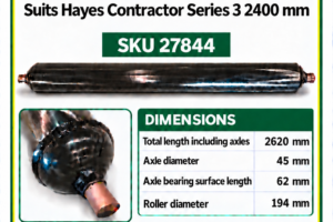 Hayes Contractor Series 3 2400 mm flail mower rear roller SKU 27844