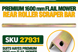 Hayes Premium 1600 mm Flail Mower rear roller scraper bar SKU 27931, 1595 mm long