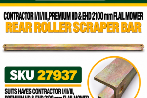 Hayes rear roller scraper bar SKU 27936 for Contractor 1/2 and Premium HD 1800 mm flail mower, 1855 mm long 50 x 35 mm C-channel SEO TITLE