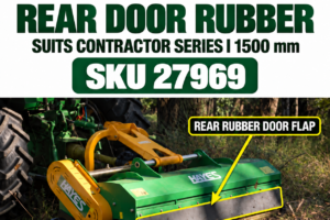Hayes rear door rubber flap for Contractor Series I 1500mm flail mower SKU 27969