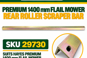 Hayes Premium 1400 mm Flail Mower rear roller scraper bar SKU 29730, 1390 mm long, manufactured from 50 x 50 x 5 mm angle steel