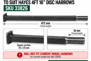 Axle Shaft to Suit 4ft - 16" Disc Harrows DOES NOT SUIT CURRENT MODEL SHORT THREAD