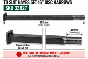 Axle Shaft to Suit 5ft - 16" Disc Harrows DOES NOT SUIT CURRENT MODEL SHORT THREAD