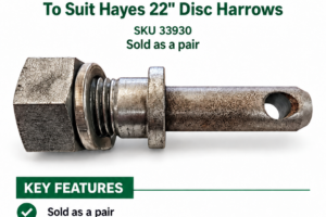 1 bottom link pin with 30mm thread to suit Hayes 22-inch disc harrows, SKU 33930.