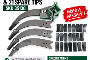 Heavy duty ripper tines set of 4 with 21 spare replaceable tips SKU 35130