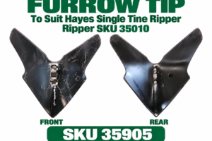 Hayes furrow tip for Single Tine Ripper SKU 35905, 435mm wide replacement furrowing tip with 57mm mounting hole centres