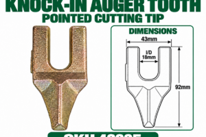 Hayes knock-in auger tooth pointed cutting tip sold as a pair 92mm x 43mm 18mm ID SKU 42925
