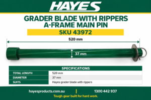 Hayes grader blade with rippers A-frame main pin 520 mm x 37 mm - SKU 43972