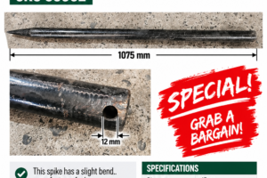 Spare spike one of 3 that fits discontinued bale fork combo - fitted with bolt through rear of spike