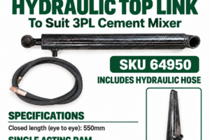 Hayes single acting hydraulic top link for 3PL cement mixer with hydraulic hose SKU 64950