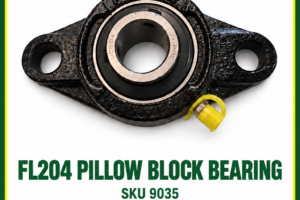 FL204 pillow block bearing for Hayes KDM flail mower rear roller, SKU 9035
