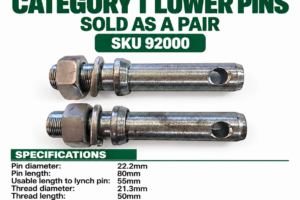 Hayes Category 1 lower pins sold as a pair SKU 92000, 22.2 mm diameter and 80 mm long