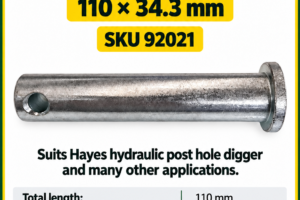 Hydraulic post hole digger pin 110 x 34.3 mm – SKU 92021