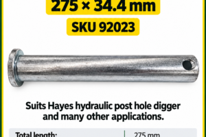 Hydraulic post hole digger pin 275 x 34.3 mm – SKU 92023