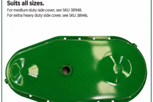 Hayes heavy duty rotary hoe side gear cover, green replacement cover, SKU 38949, suits all sizes